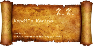 Kapás Karina névjegykártya
